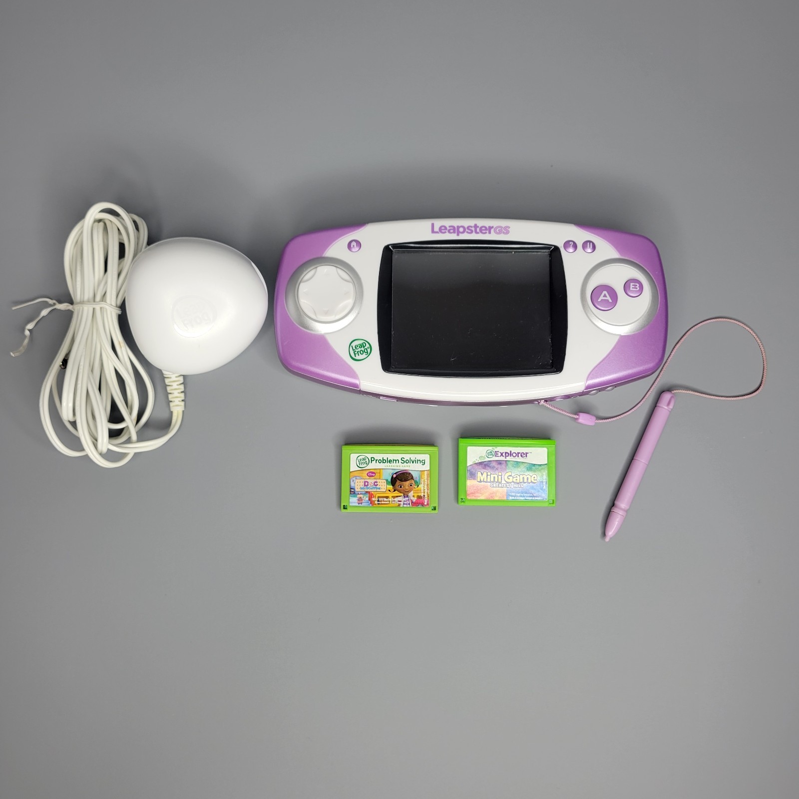 LeapFrog Leapster GS Explorer Handheld – Purple & White -VG Condition Tested