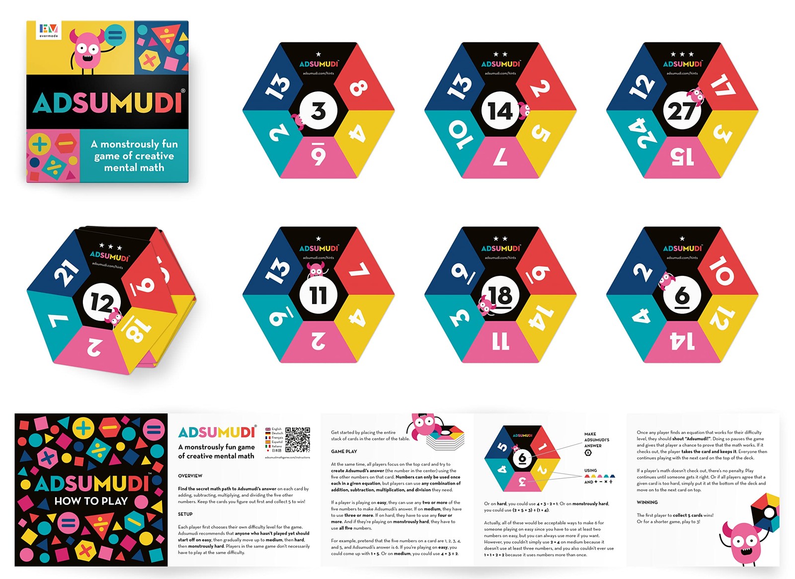 Evermade Adsumudi Math Game – The Monstrously Fun, Smart Game for Kids to Practi