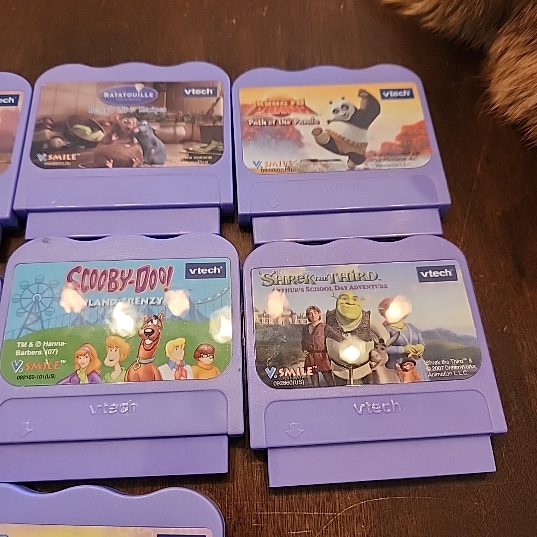Vtech V Smile Game Cartridge Lot Shrek ScoobyDoo Disney Mermaid Cars Ratatouille