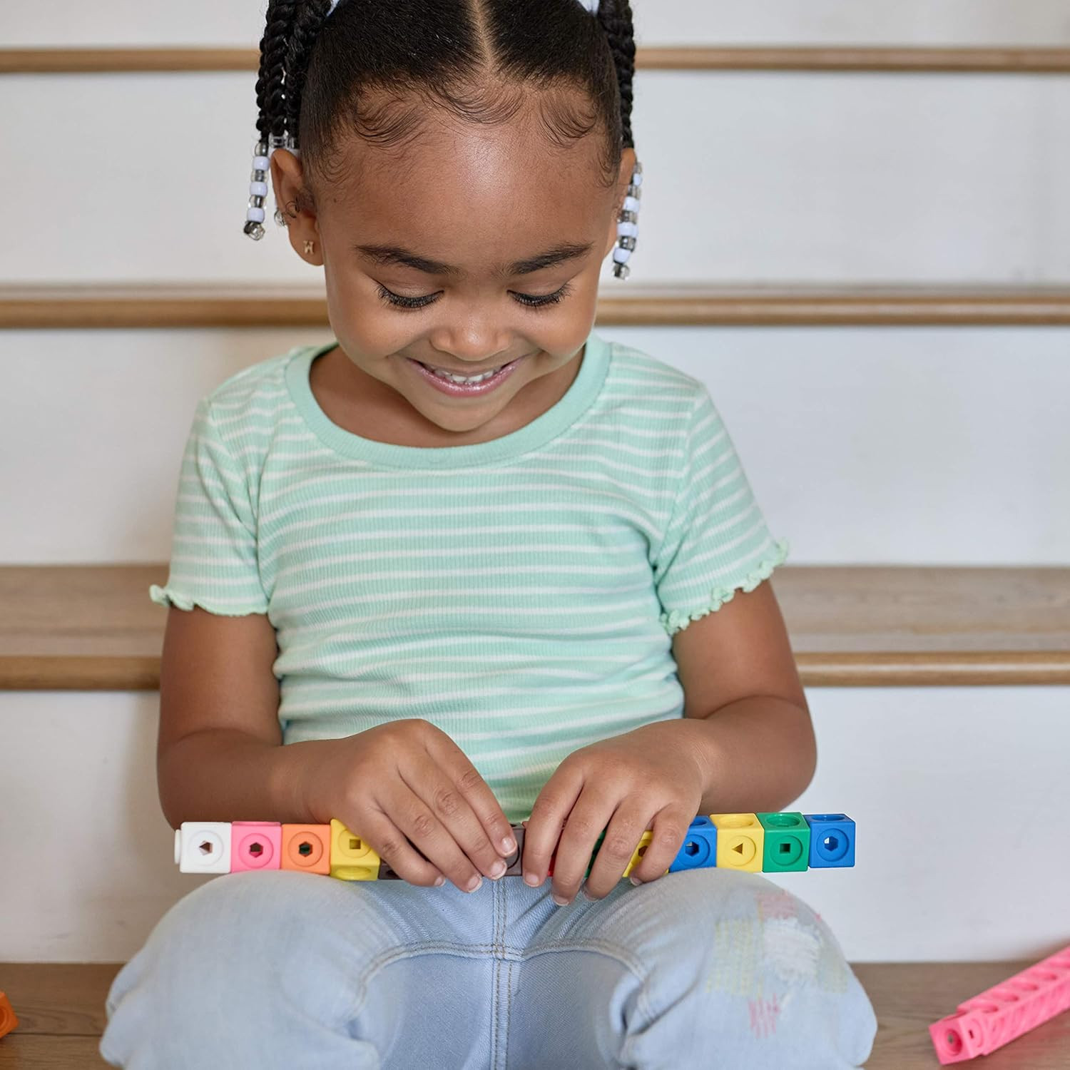 Edxeducation Math Cubes | Set of 100 Counting Blocks with 5 Shapes | Math Manipu