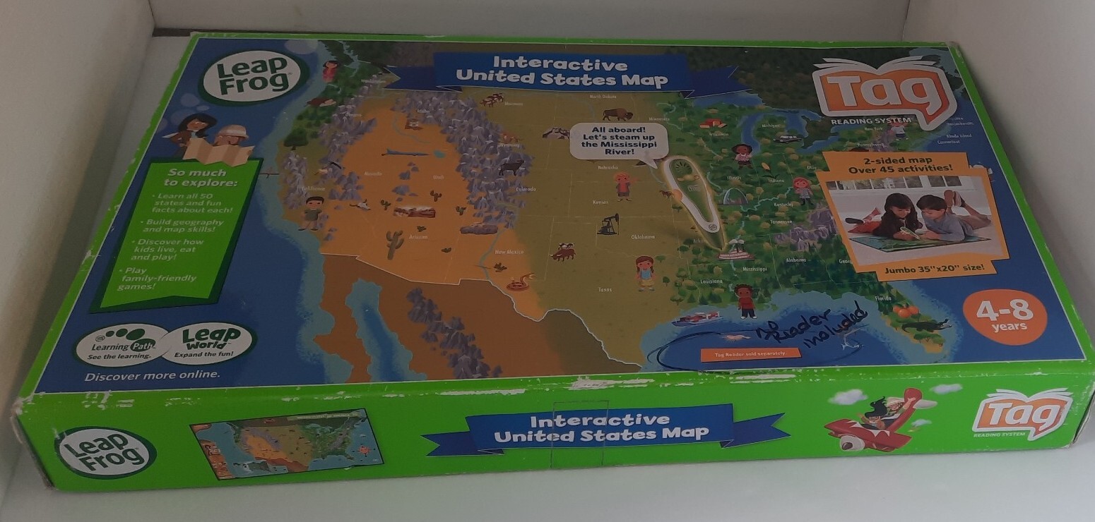 Used Good Leap Frog Tag Interactive United States Map 2-Sided Jumbo 35″ x 20″