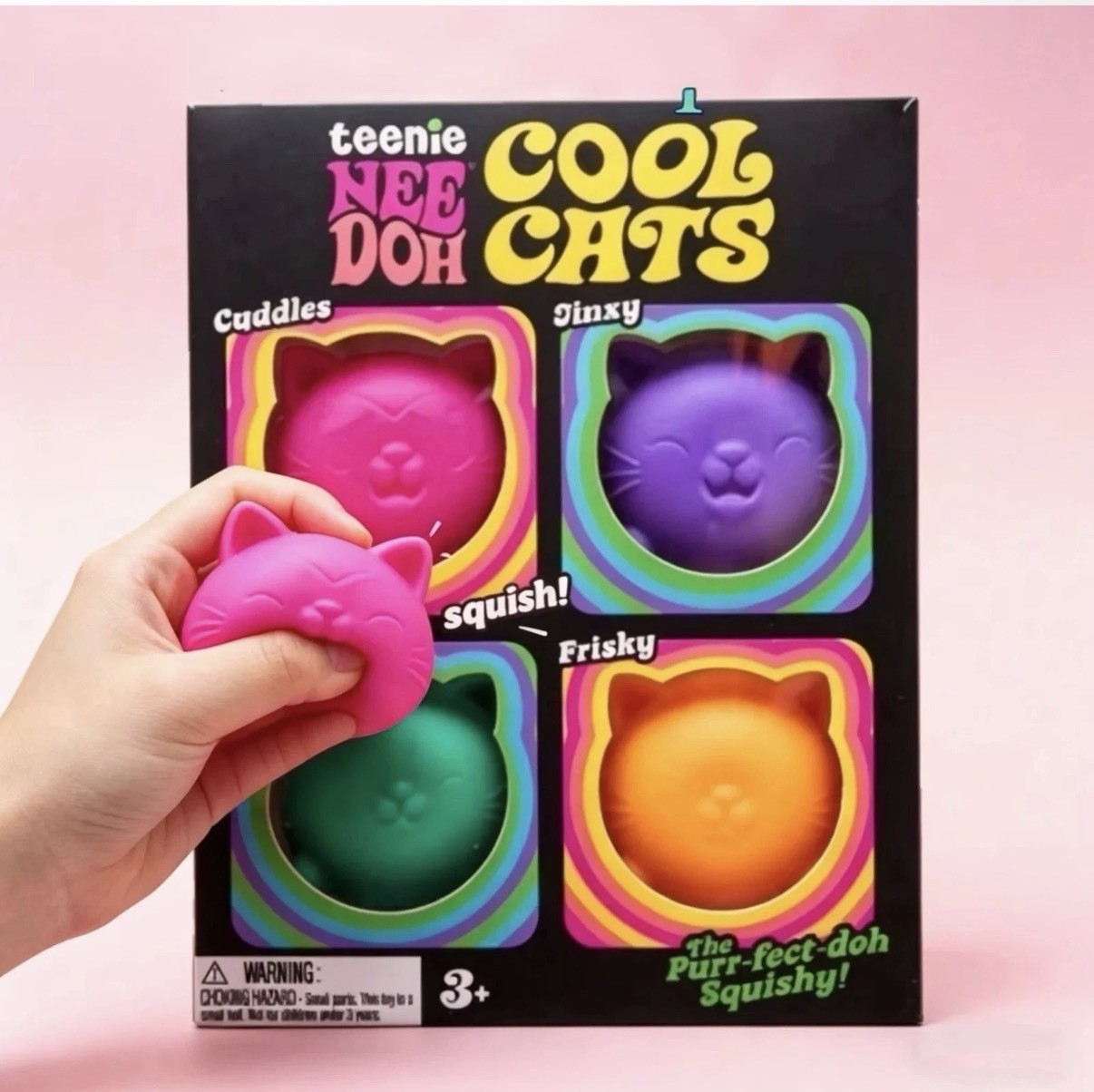 Schylling NeeDoh Teenie Cool Cats 4-Pack Kittens Stress Fidget Sensory Toy – New