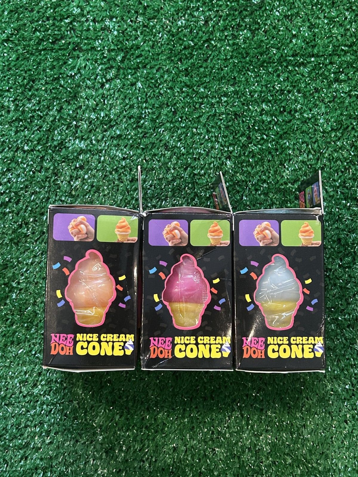 Nee Doh Nice ice Cream Cone Blue Orange Pink Ice Cream Squishy Lot of 3 New