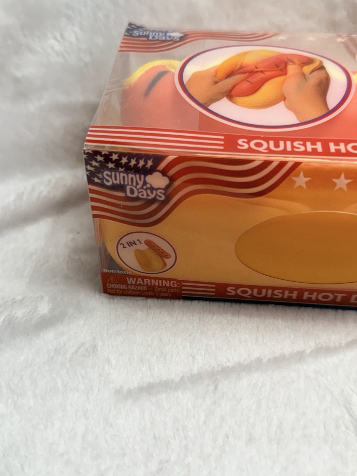 Squishy Hot Dog Squeezy Fidget Toy Sunny Days 2-in-1 Hotdog Stress Relief NEW