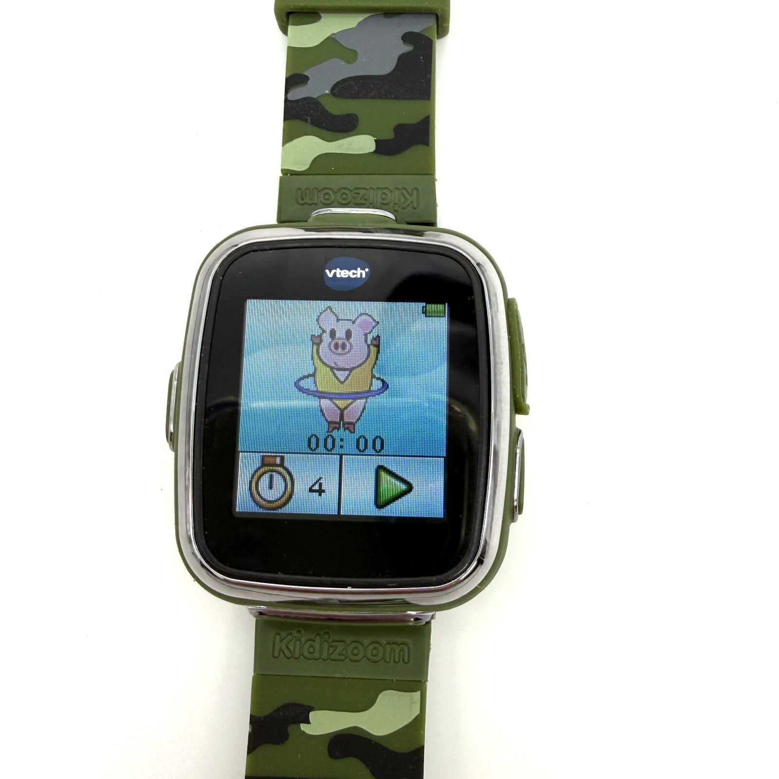 Vtech Kidizoom Kids Watch Green Camo Camera Video Calendar Games Tested WORKS