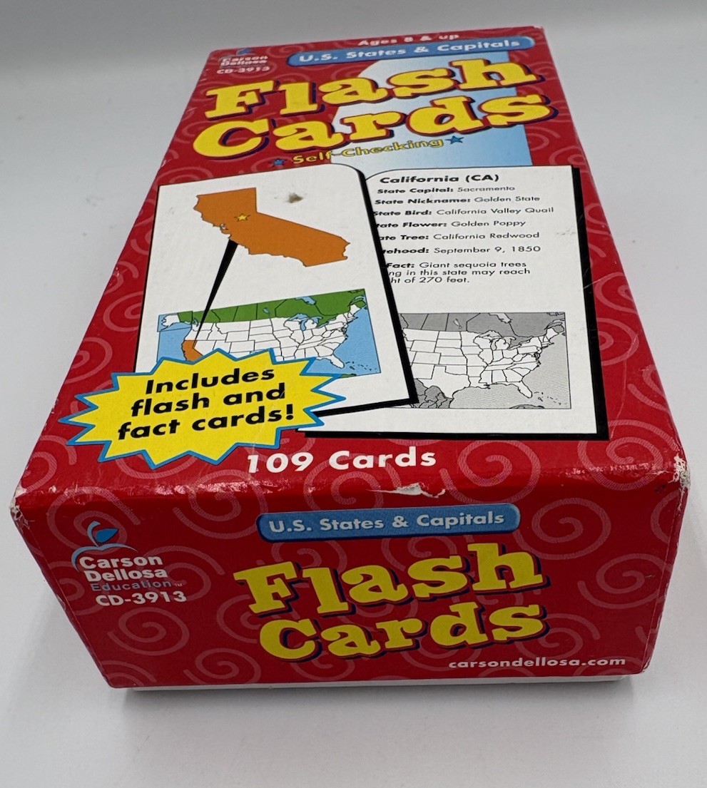 US States & Capitals Flash Cards Carson Dellosa 109 Cards New