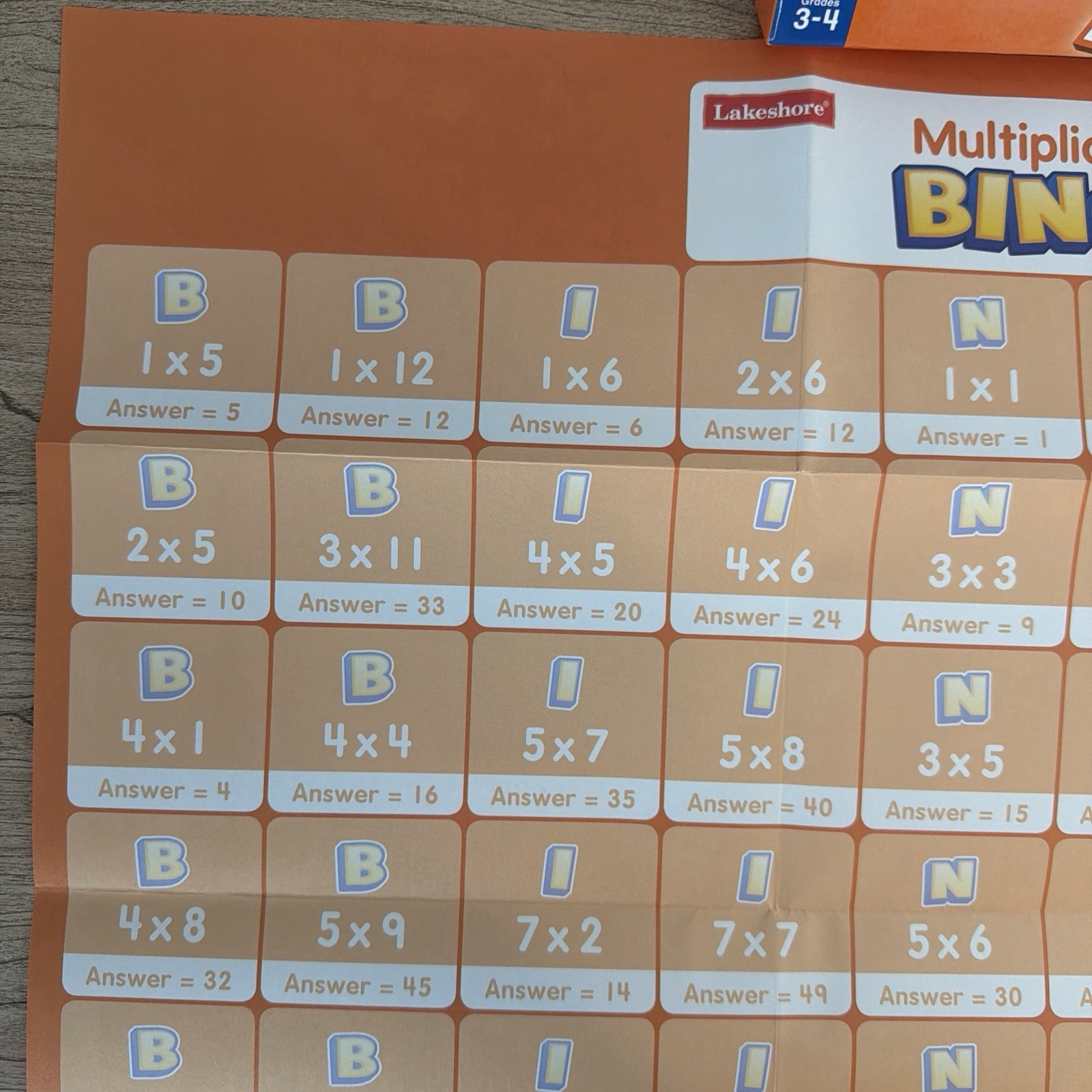 Multiplication BINGO Lakeshore Game Grades 3-4 Up To 36 Players Gently Used