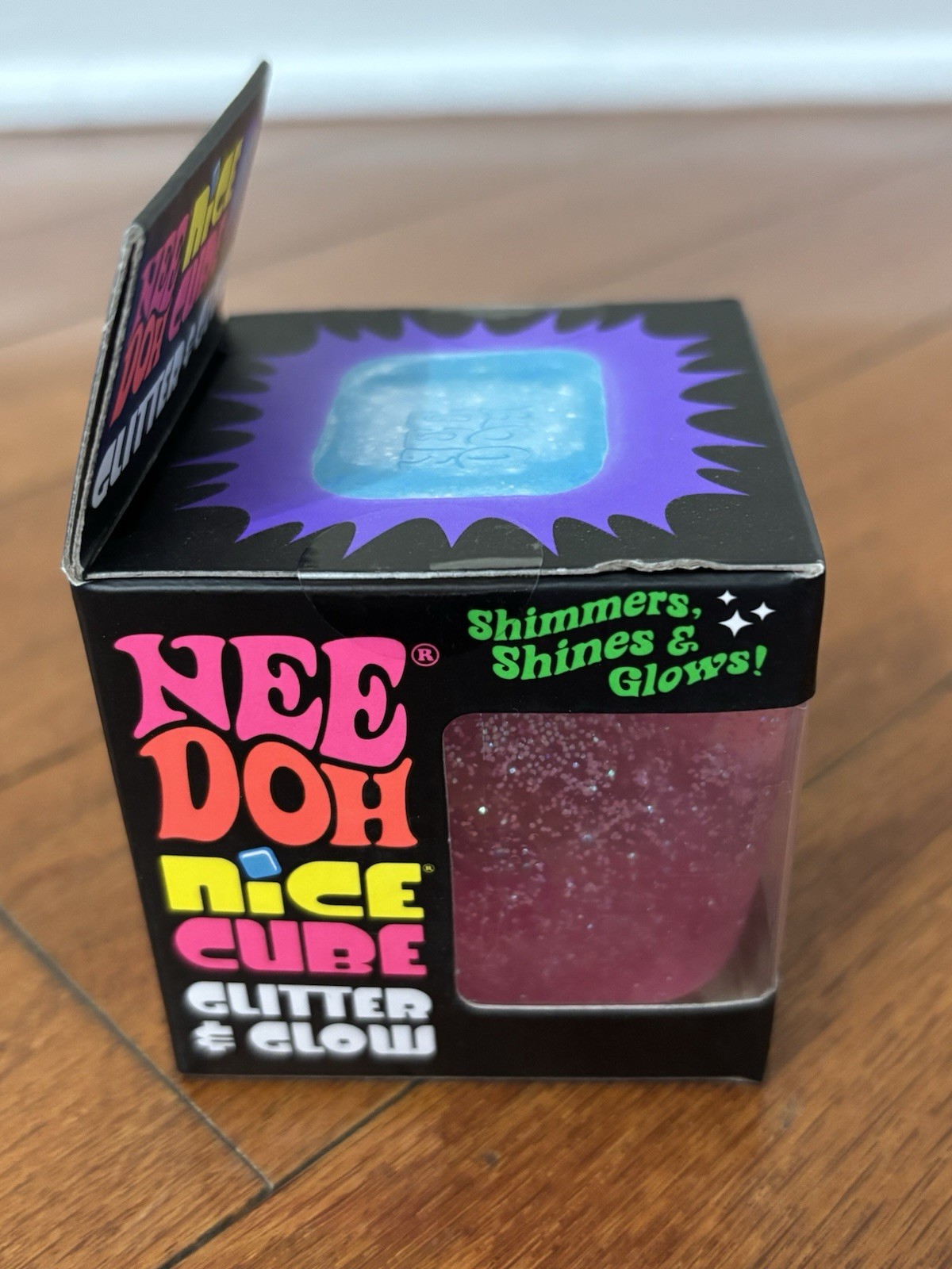 PINK NeeDoh Nice Cube Glitter & Glow, Nee Doh Squishy, Glowing Ice Cube Viral