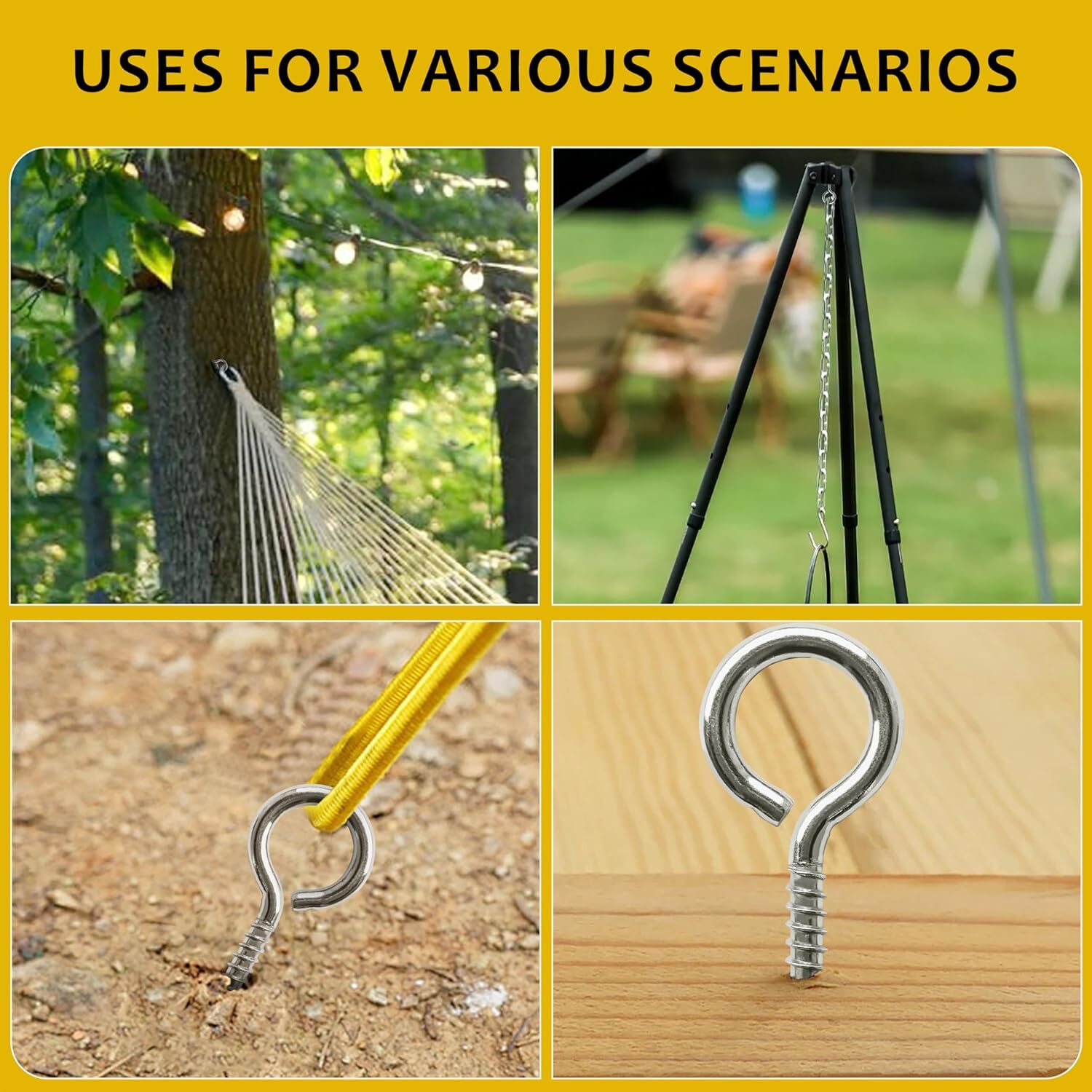 12 Pcs Screws Eye Hooks 2.56 Inch 304 Stainless Steel Heavy Duty Eye Hooks