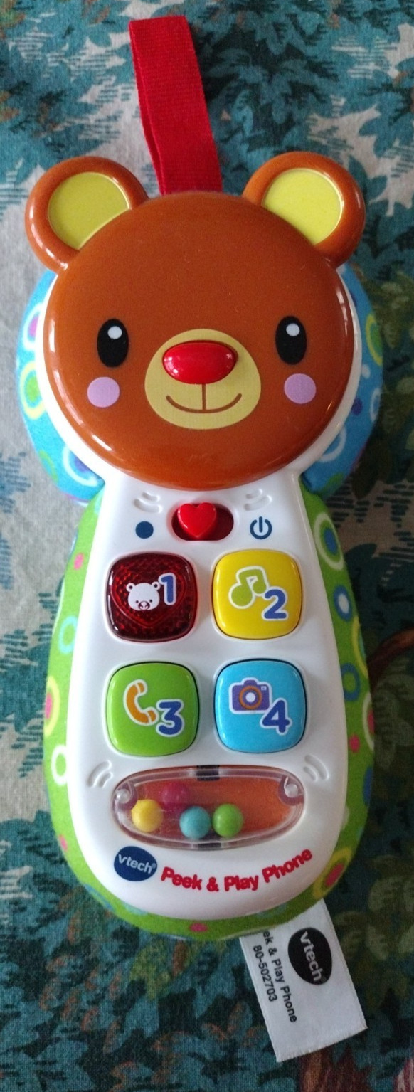 Vtech Peek and Play Phone (Blue/Green) Toy Teddy Bear Mirror Lights & Sounds