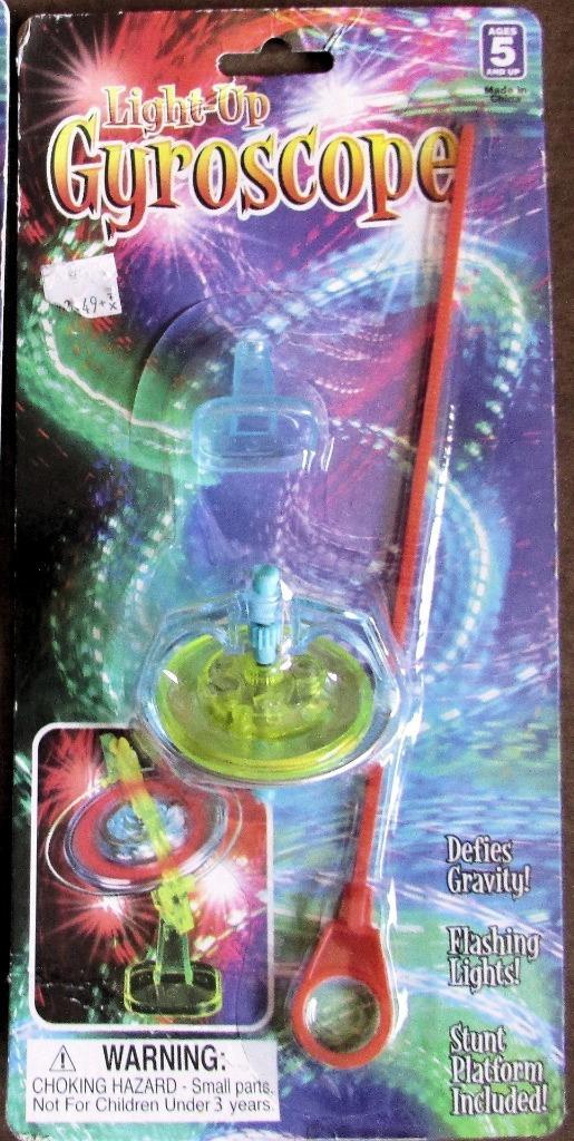 Light Up Gyroscope 2 1/2″ With Stand and Pull Strap