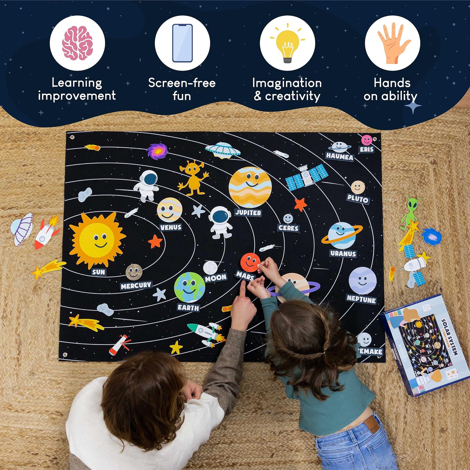 Solar System for Kids Toys with 61 Felt Figures. Space Montessori Toys, Girls…