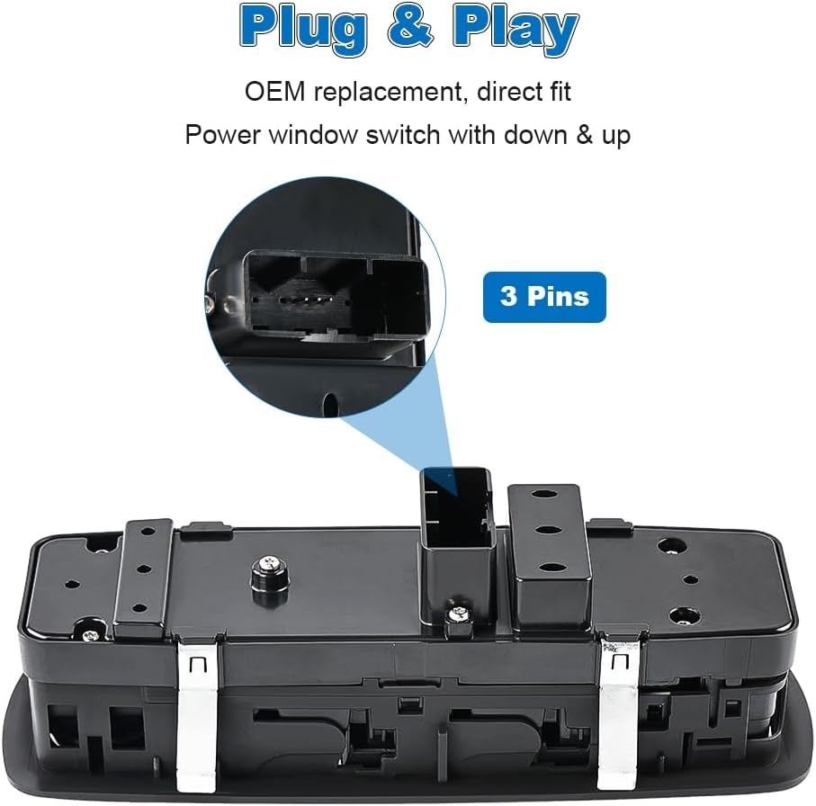 Front Door Window Switch Compatible Maserati Ghibli 3.0L V6 2014-2018 Black
