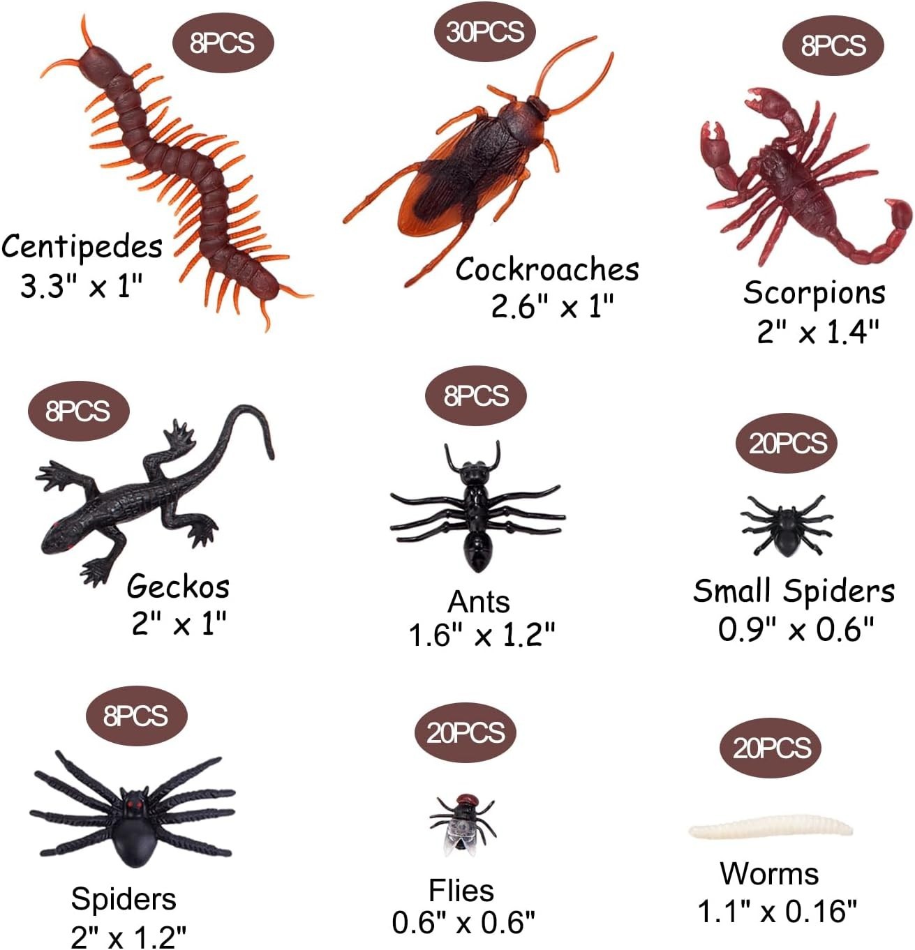 9 Types of Realistic 130 PCS Plastic Bugs – Ideal for Halloween Decor & More