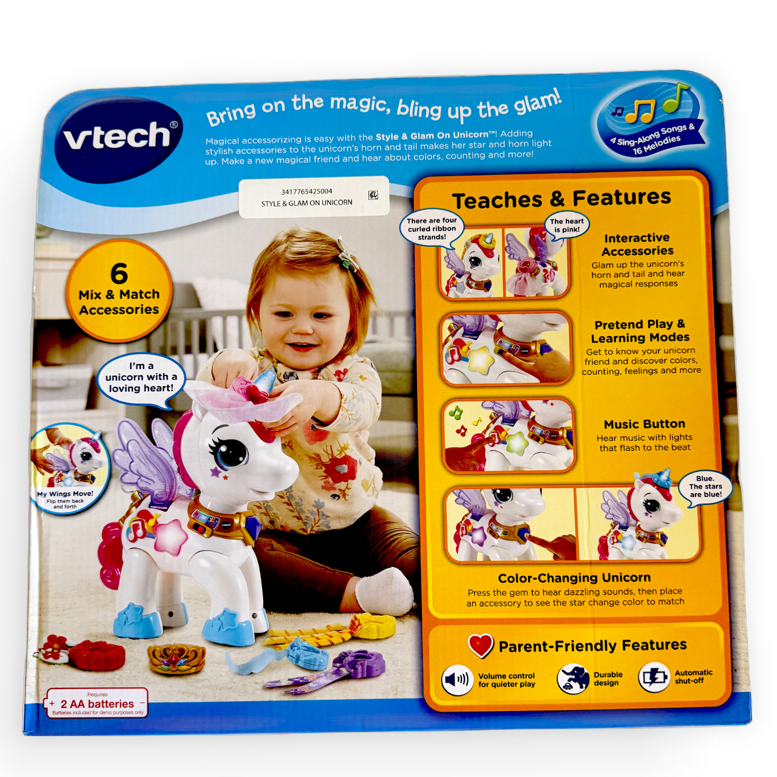 VTech Unicorn Style & Glam On Kids Toy Gift Christmas Birthday Age 18M-Up New