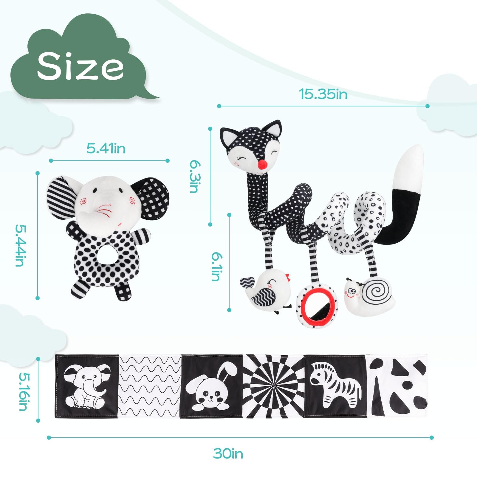 AJsupojouet High Contrast Black and White Baby Toys FOX,