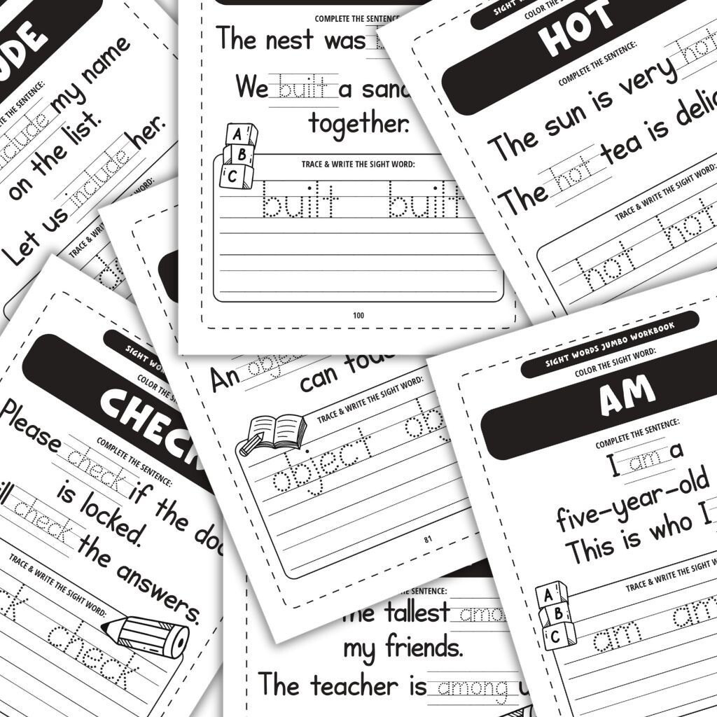 Sight Words Jumbo Workbook for Kids Ages 4-8 – Fun Printable Activities