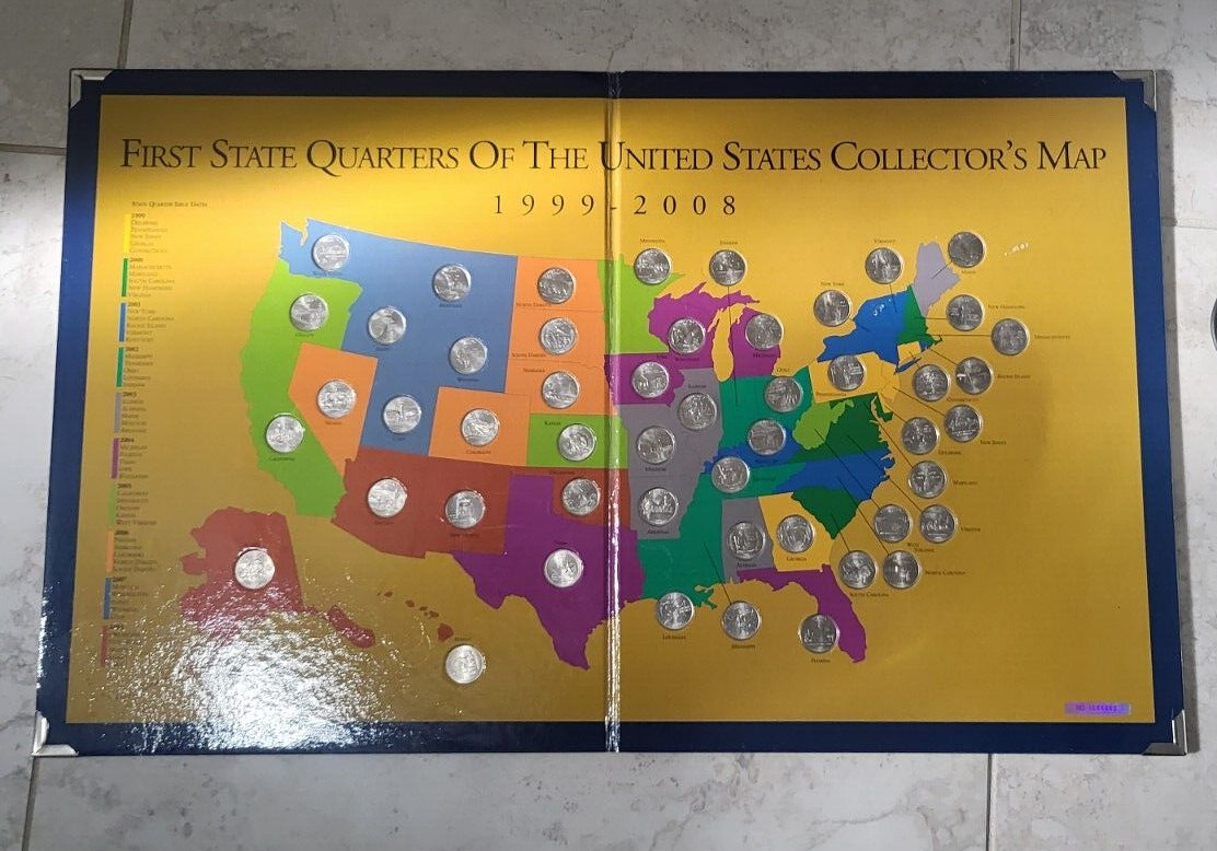 First State Quarters Of The United States Collector’s Map 1999-2008 BU Complete