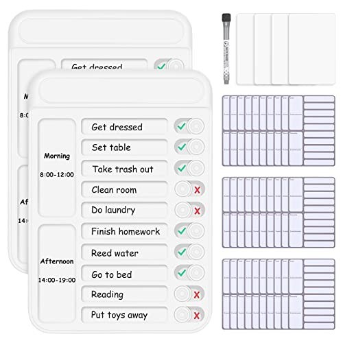 2Pcs Kids Chore Chart Checklist Board with 30 Blank Checklists & 4 Cardstock – H