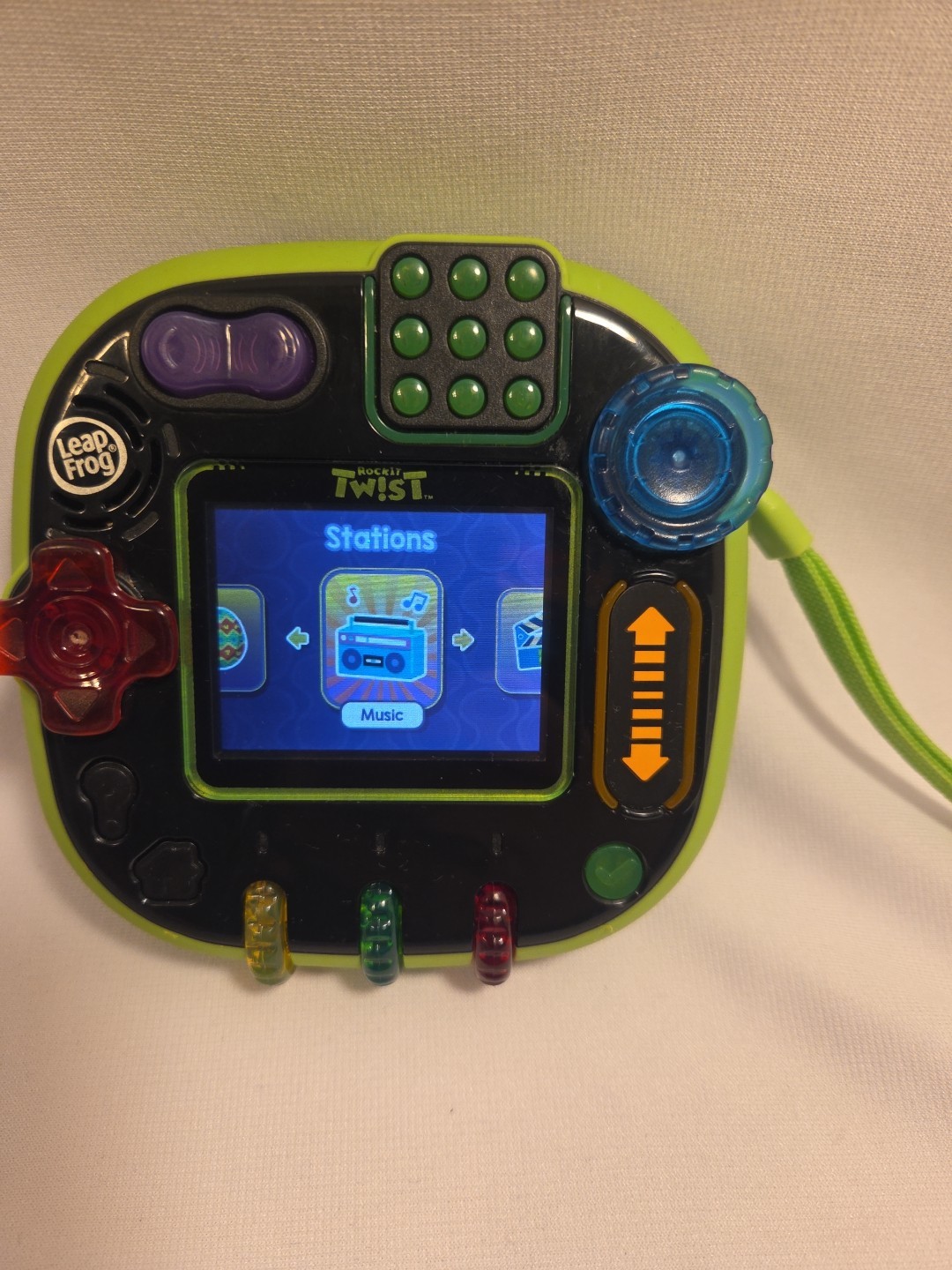 LeapFrog Rockit Twist Green Button Control Handheld Learning Game System WORKS