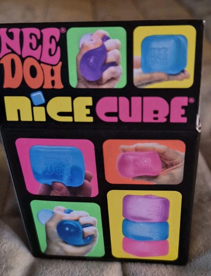 Schylling NeeDoh Nice Cube Super Solid Squish Squeeze Toy, Blue, AUTHENTIC