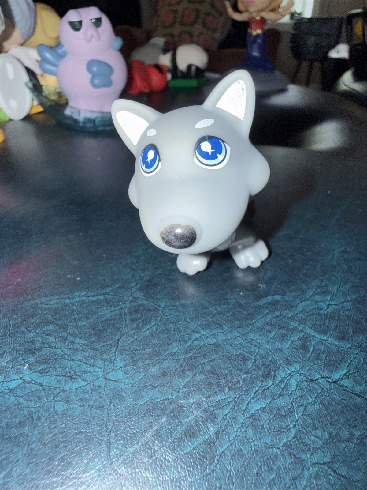 Small Gray Dog/Husky/Wolf Figurine Toy