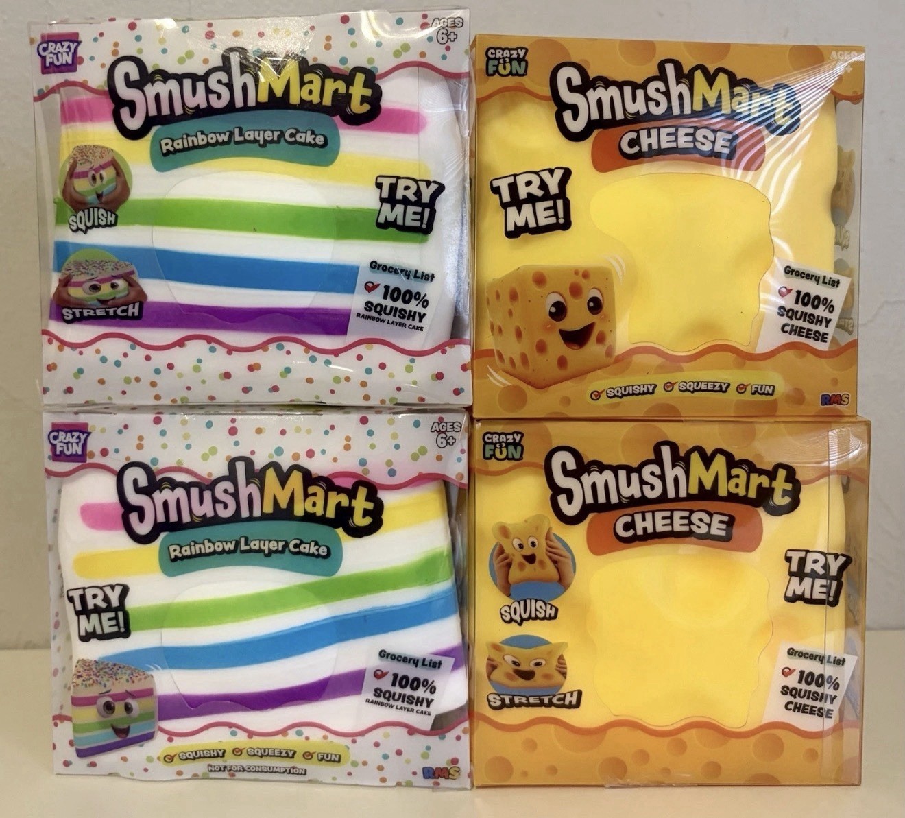 Jumbo Squishy Bundle 2 Rainbow Cake And 2 Jumbo Cheese Smushmart