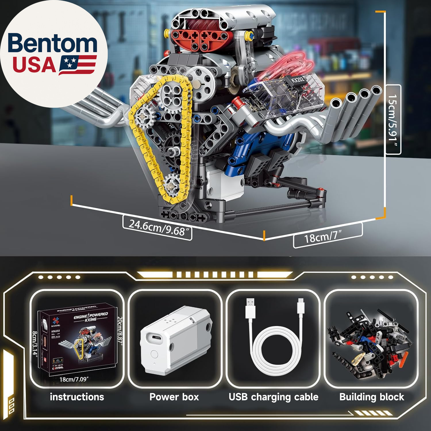 V8 Engine Building Set,Build Your Own Mini Engine That Works, Physical Science E