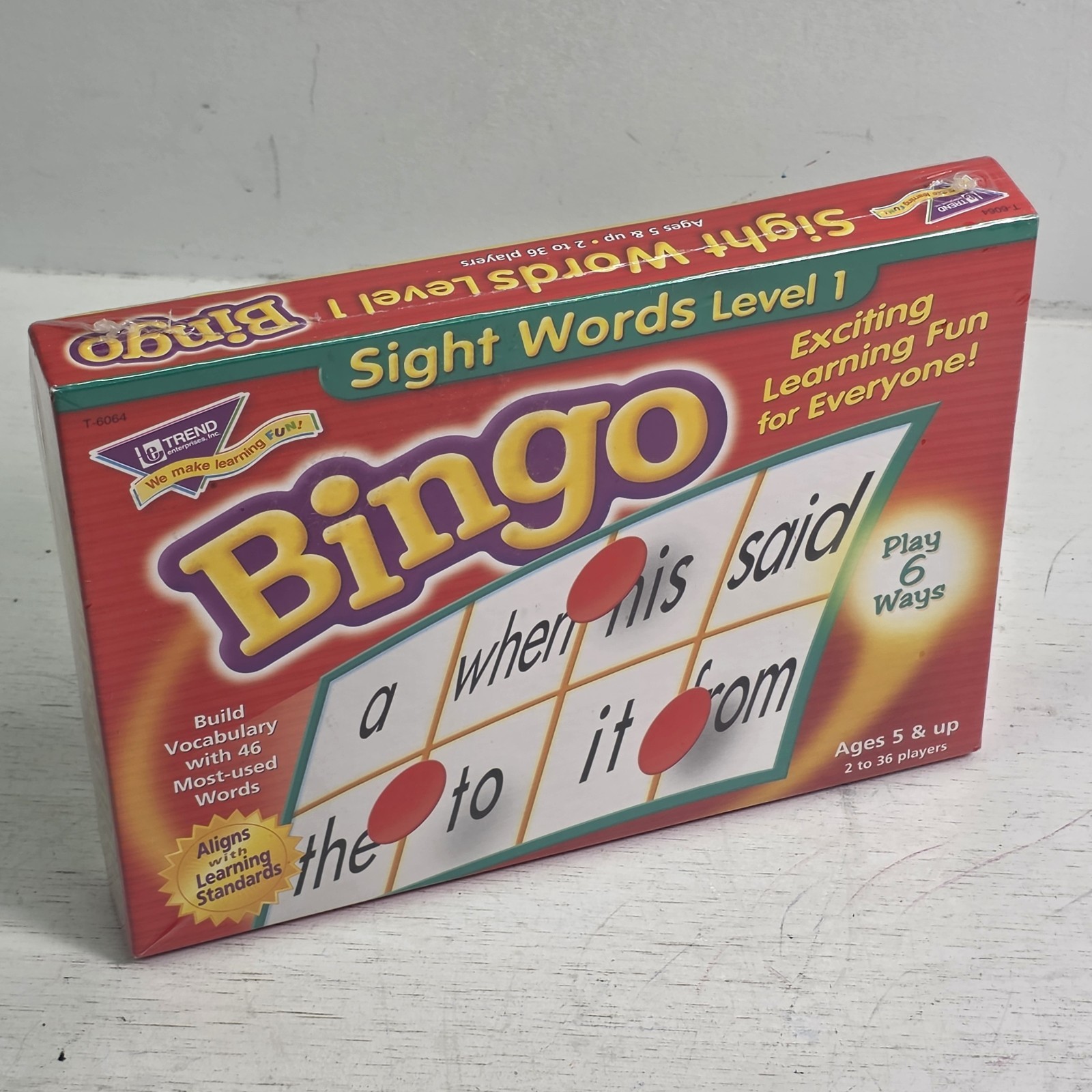 Sight Words Level 1 Bingo Game Trend Enterprises Ages 5+ Learning – New Sealed!