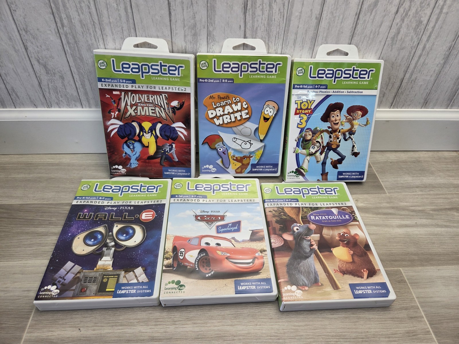 Leapster Learning Game Lot of 6 Cars Wall-E Toy Story 3 Wolverine Ratatouille