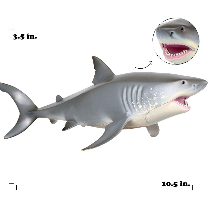 10″ Great White Shark Megalodon Meg Model Figure Jaws Ocean Animal Toy Collector