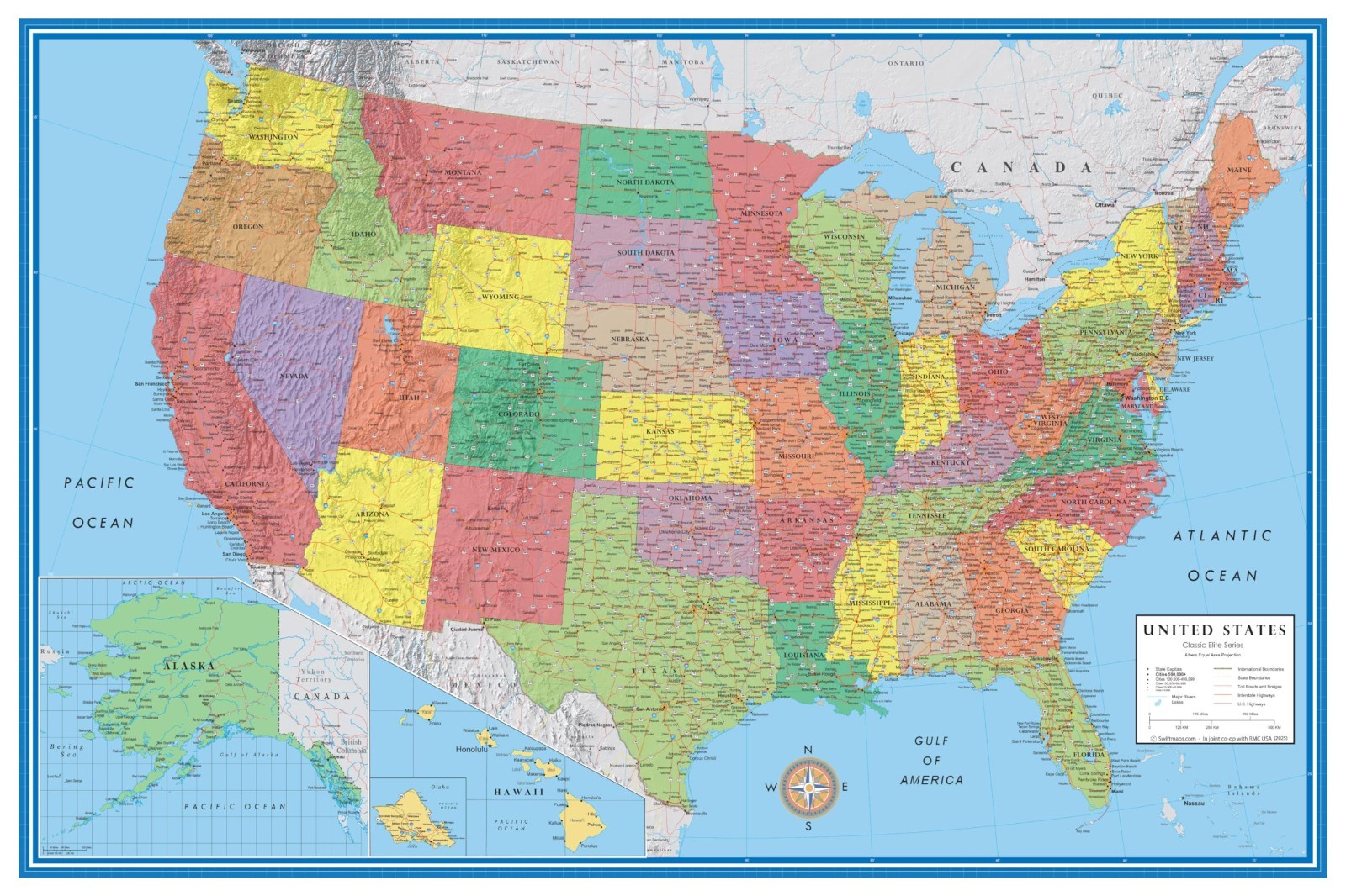 24×36 Classic 3D World & USA Wall Map Set – Laminated Educational Decor