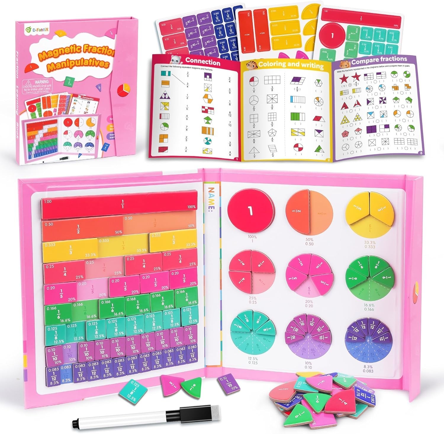 Interactive Magnetic Fraction Learning Kit: Engaging Math for Elementary Kids
