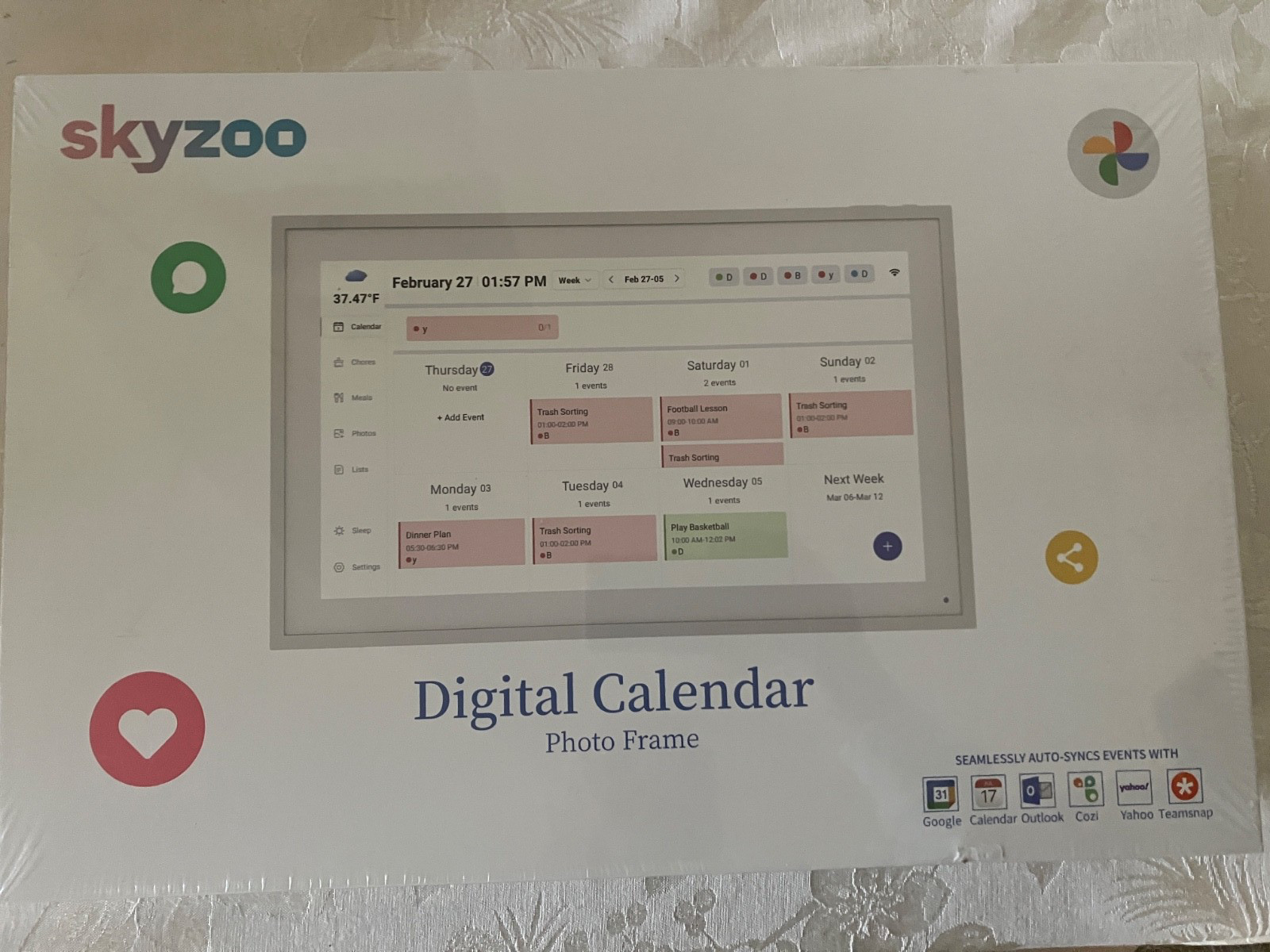 Skyzoo 15.6-Inch Digital Calendar – Schedule, Chore Chart, Meal Planner, Task Re