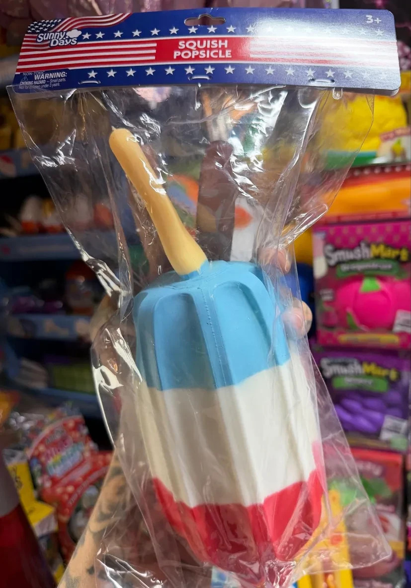 Sunny Days Squish Popsicle Red White Blue Rocket Sensory Fidget Stress Toy NIP