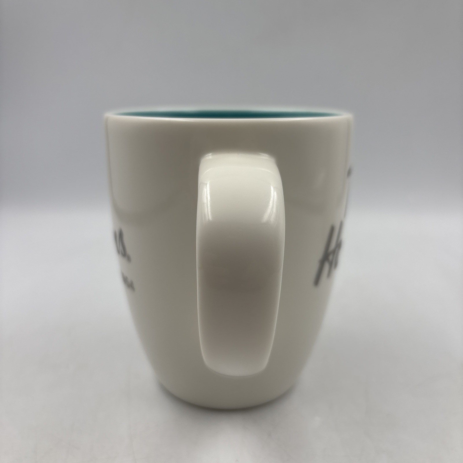 Pair Of Tim Hortons Limited Edition #014 / 006 Coffee Mugs Gold & Teal Inside