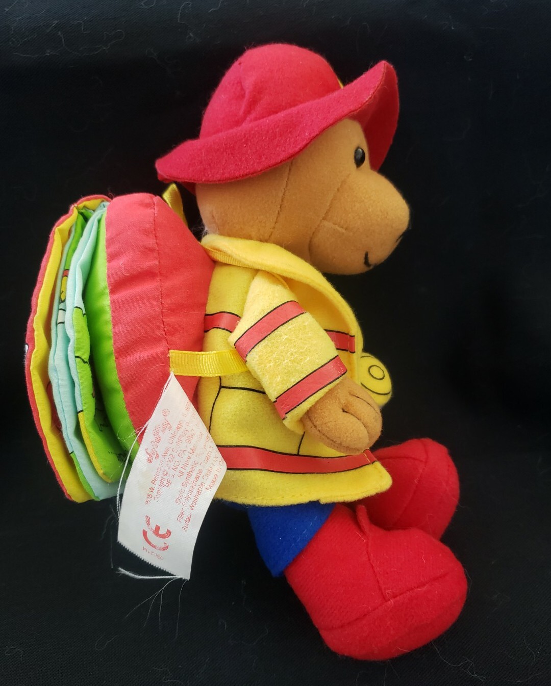 SoftPlay Plush Fireman Bear’s Storybook, Teddy Bear w/Cloth Backpack Book, 2002