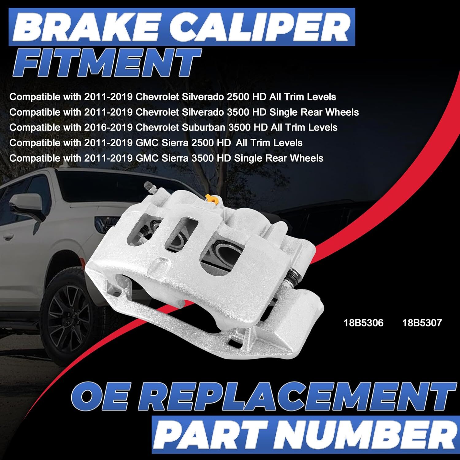 Pair Rear Disc Brake Calipers Assembly w/Bracket Compatible with 2011-2019