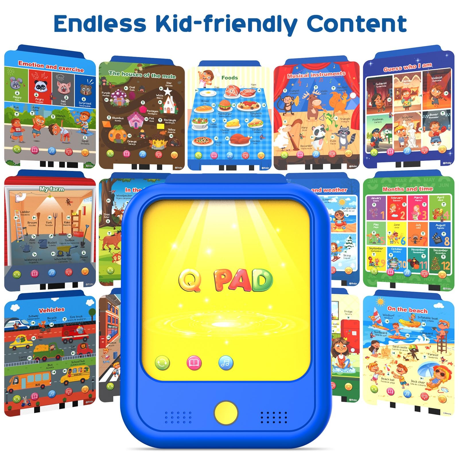 Qiaojoy Kids Learning Tablet Educational Learning Pad for Toddlers 2-5 to Lea…