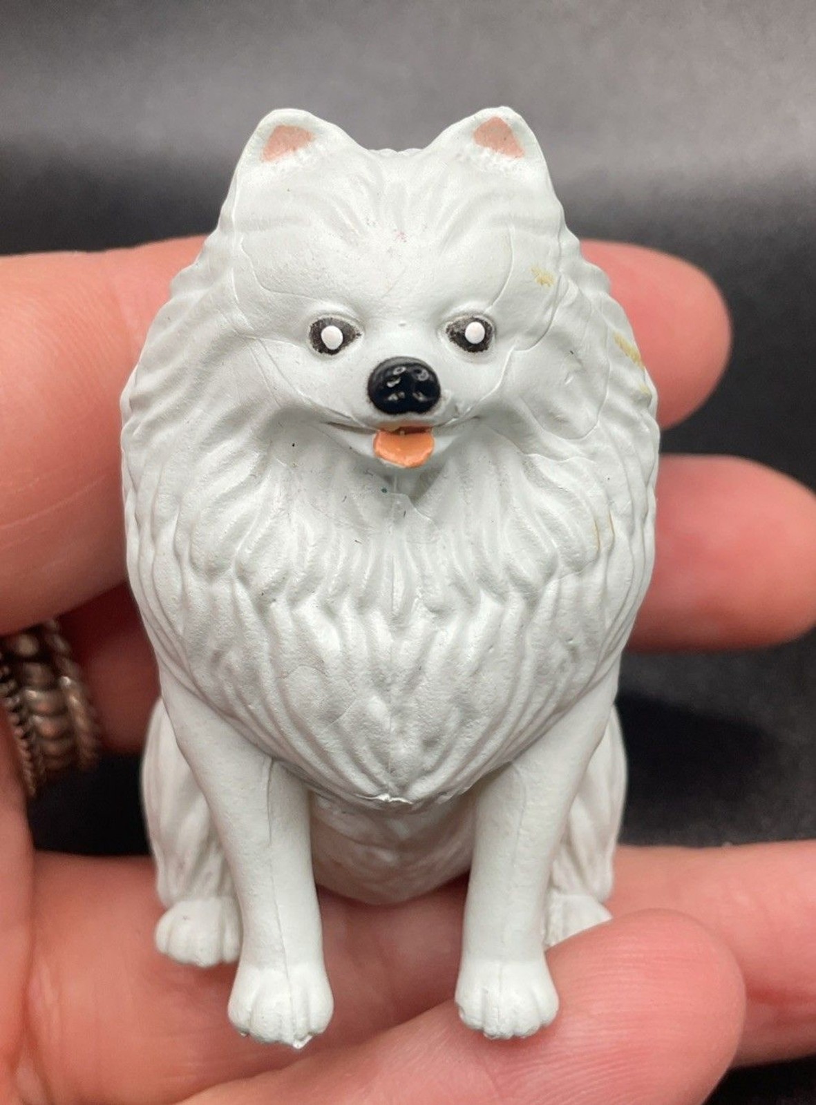 White Pomeranian Toy Dog Realistic Fashion Doll Barbie Dollhouse 2″ Figure