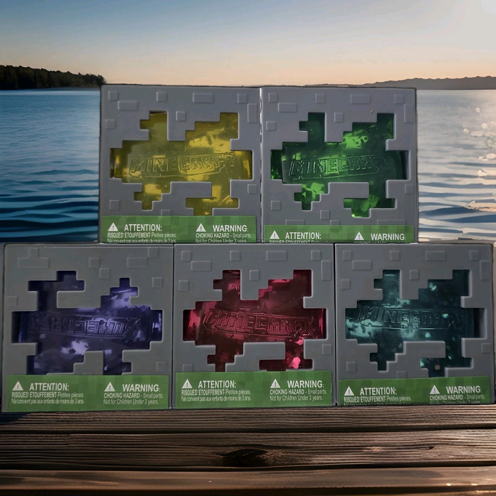 5pk MINECRAFT JELLY CUBES – Complete Set of 5 (Red, Blue, Green, Yellow, Purple)