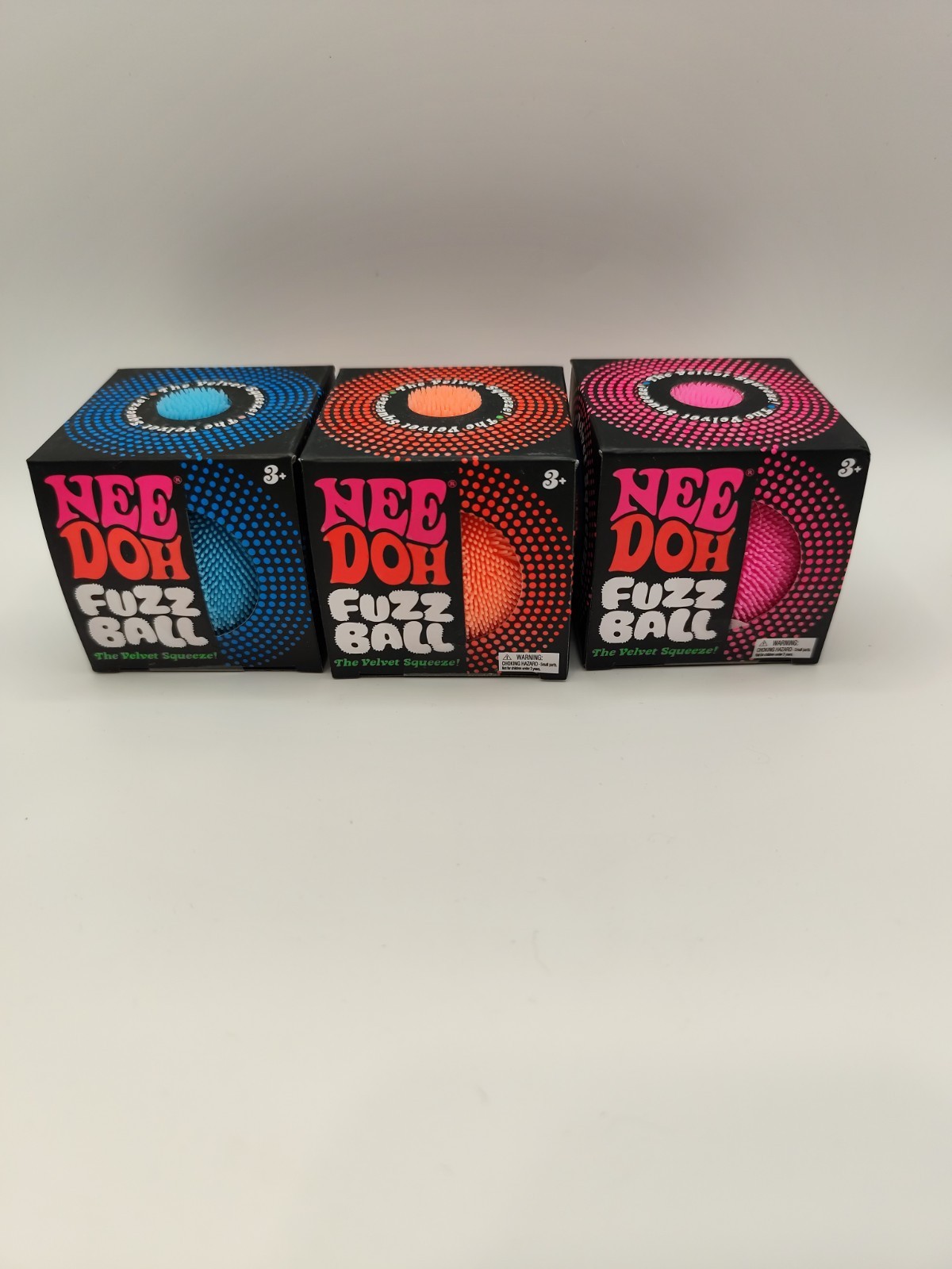 LOT OF 3 Nee Doh Needoh FUZZ BALL The Velvet Squeeze Fuzzball 🩷💙 🧡 🔥🔥🔥