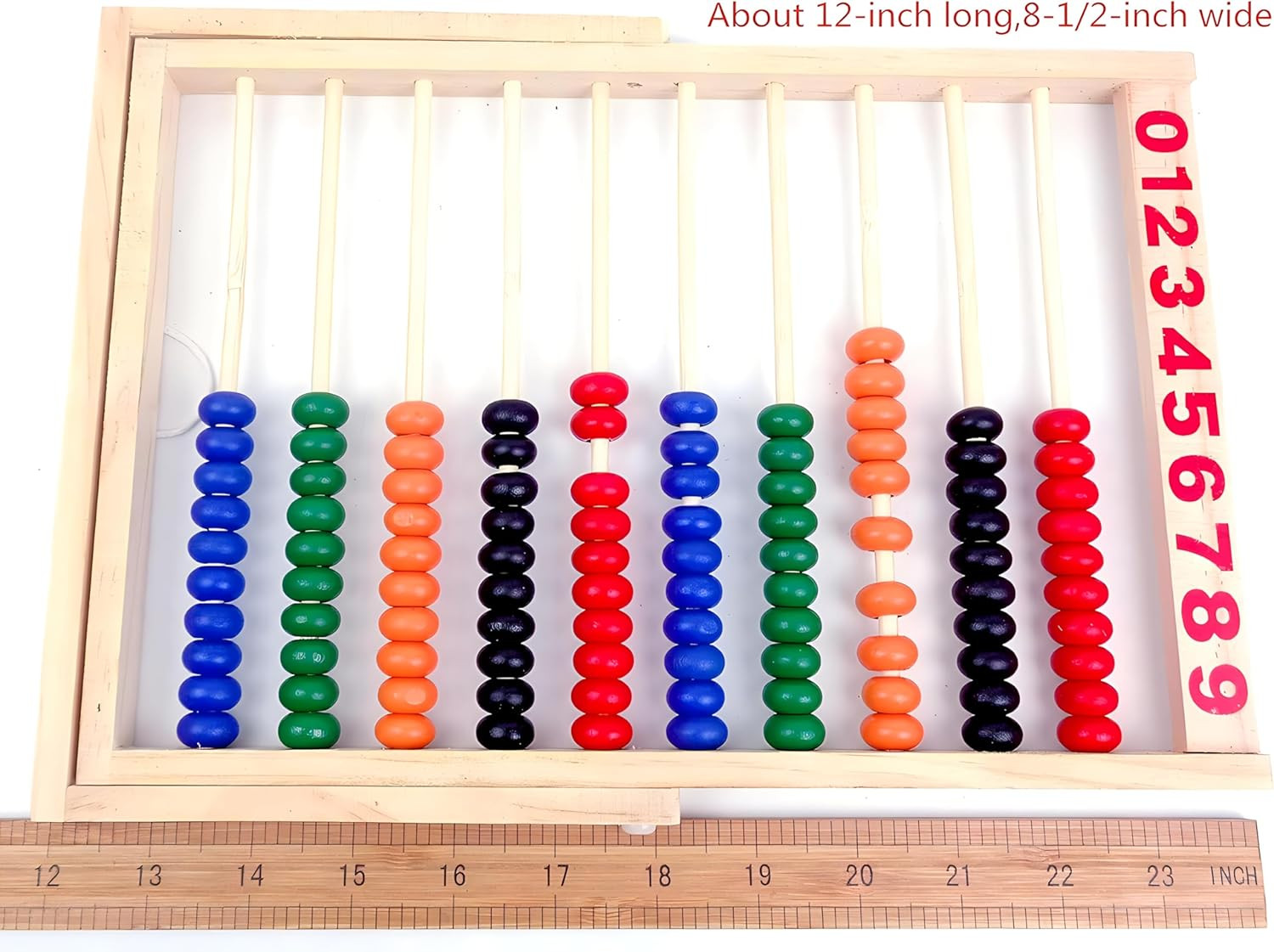 Wooden Counting Number Frame, 10 Rows Abacus for Kids Learning Math (11-1/2-Inch