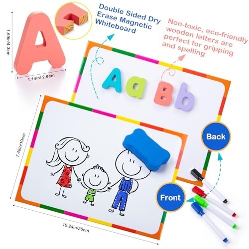 Magnetic Alphabet Letters Kit – 310 Pcs with Board & Organizer Bag, Educational