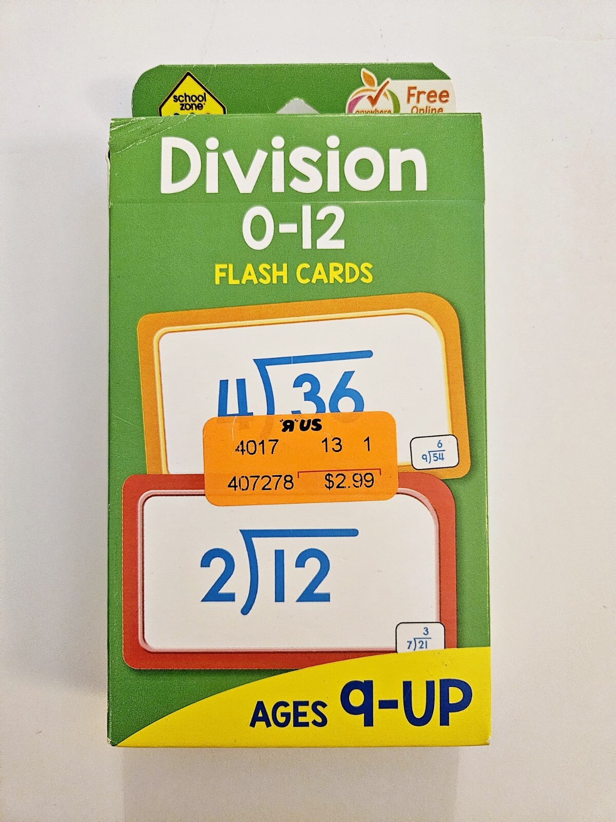 5 Pack School Zone Flash Cards Ages 4 to 9+ Mathmatics & Numbers Toys-R-Us NIB