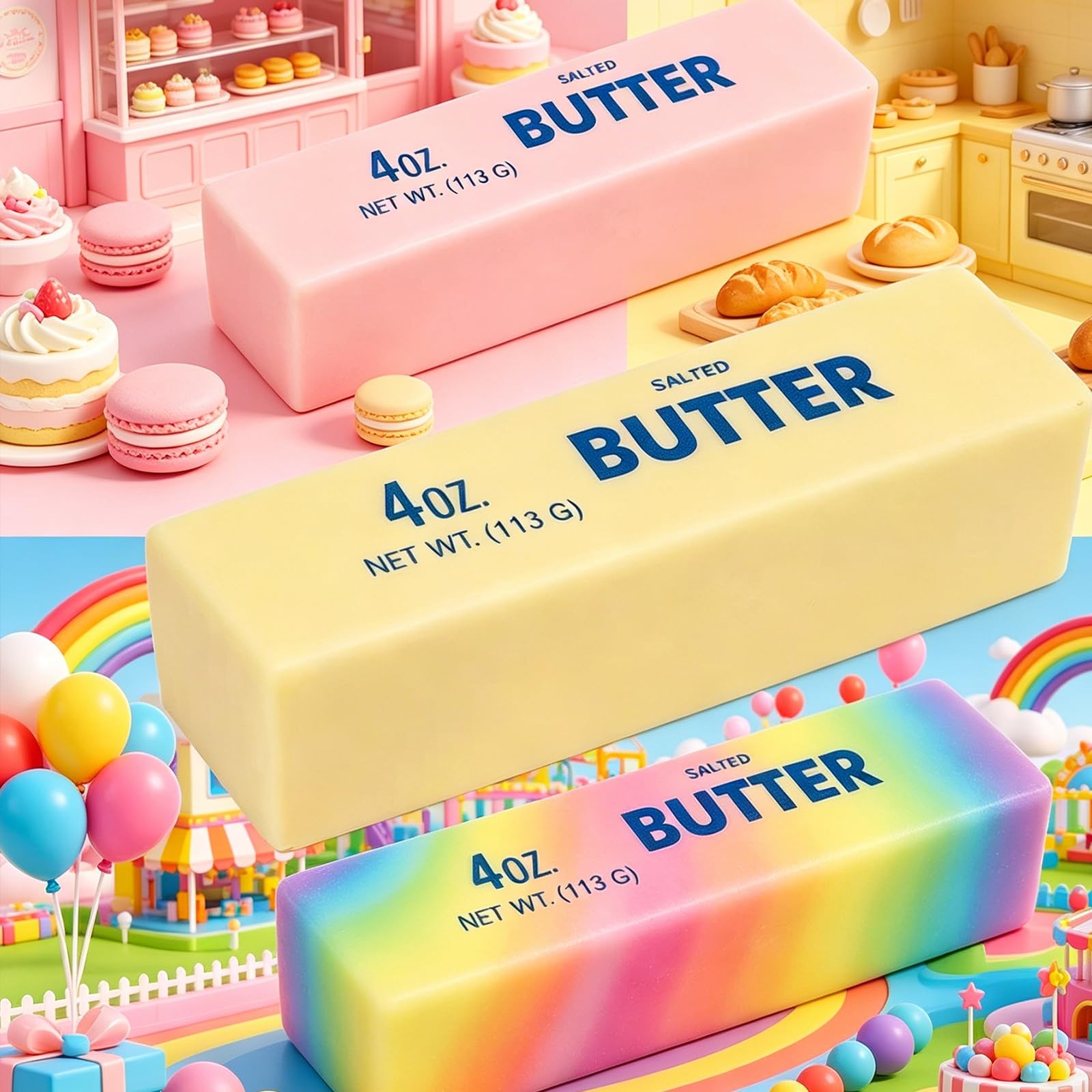 Butter Stick Fidget Toy, Slow Rebound Cute Squeeze Stress Iridescence