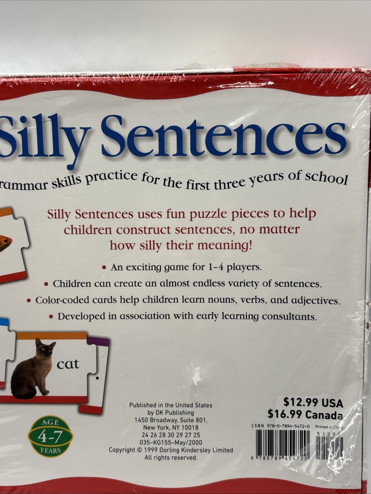 DK Games Silly Sentences Grammar Skills Game For Ages 4 to 7 and 1 to 4 Players