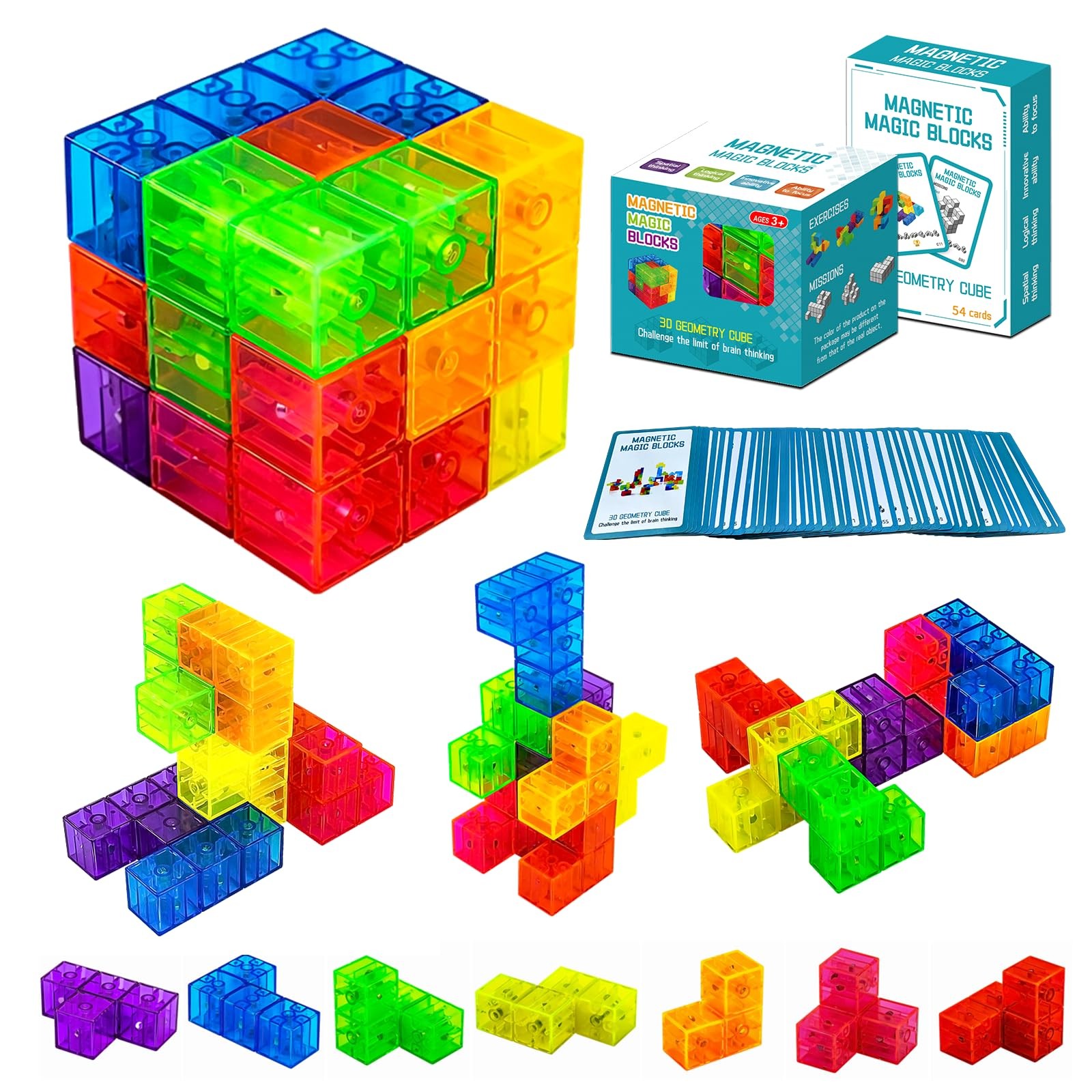 3D Magnetic Building Blocks Magic Cube Geometric Puzzle Fidget Toy Gift Set