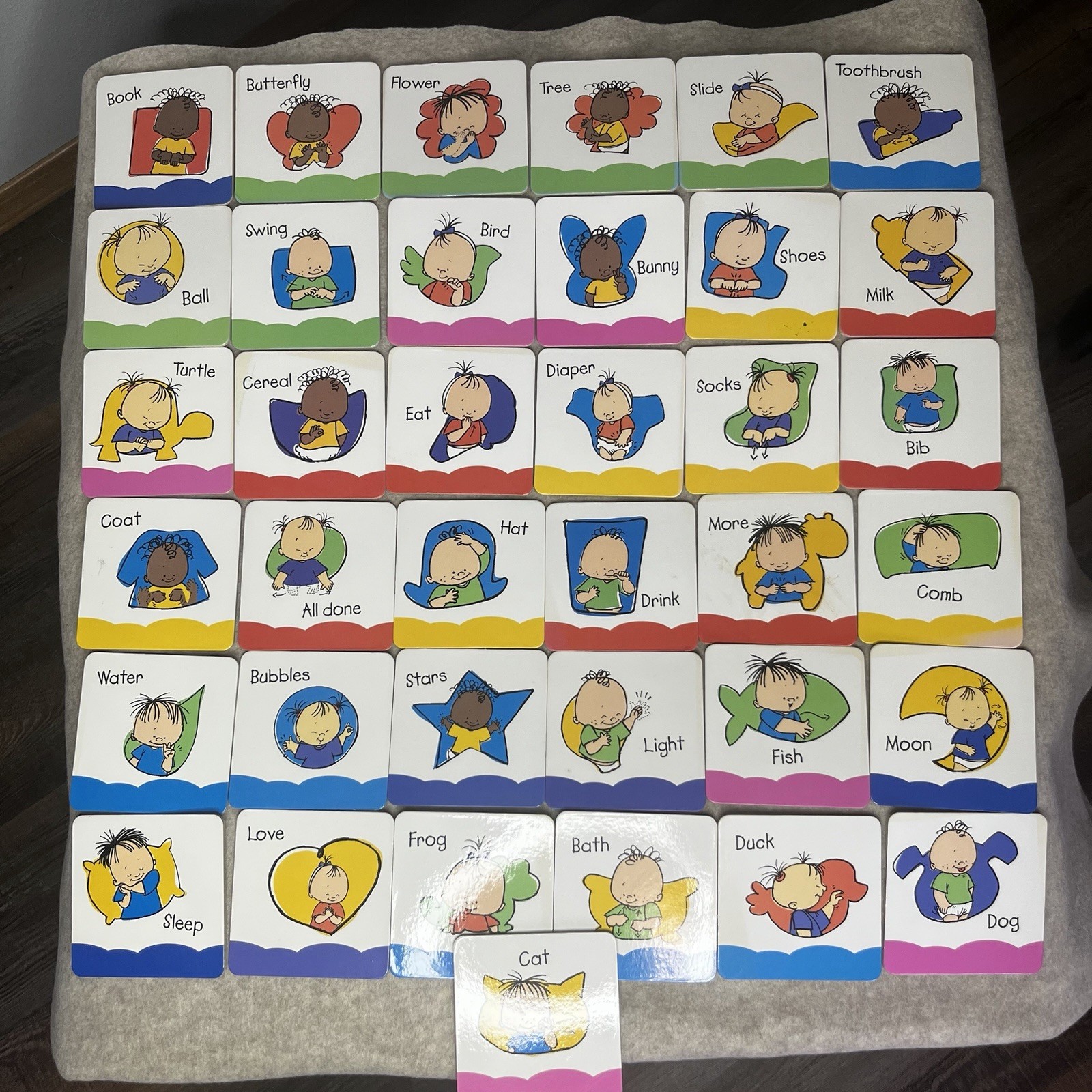 Youth Sign Language Flash Board Cards Set of 31 Educational Learning for Kids