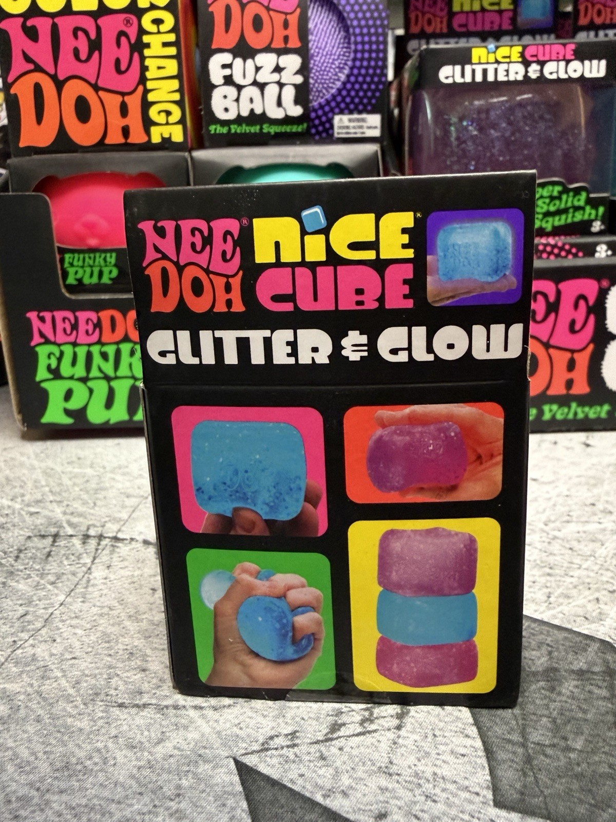 🔥Genuine NeeDoh Nice Cube Glitter & Glow Blue Squish! Same Day Ship ! US Seller